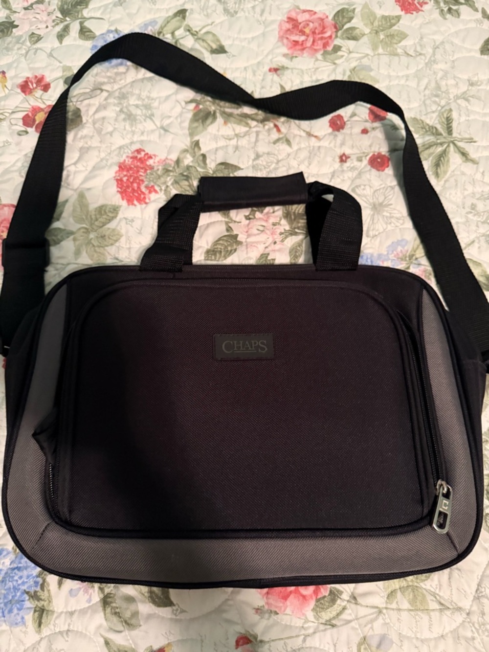 Chaps Black and Gray Men's Crossbody Messenger Bag